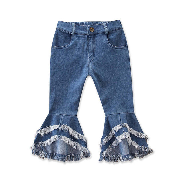 Spring All-match Girls Jeans Trumpet Elastic Waist Flared Pants Children Trousers Bell bottomed Jeans For Girl Clothing 2-7Years