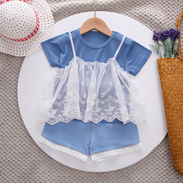 New summer baby clothes suit children girls fashion cute shirt shorts 2pcs/sets baby costume cotton casual kids sportswear