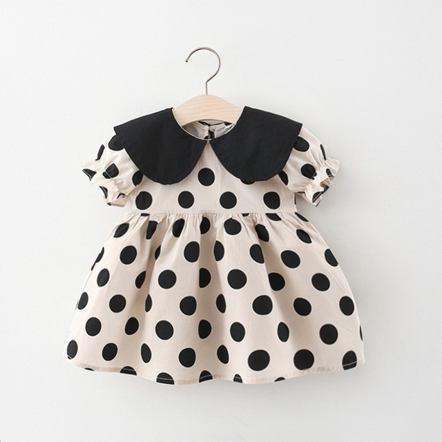 Infant Baby Girls Dresses Short Sleeve Summer Dot Printed Princess Dress Toddler Newborn A-Line Dress Holiday Party Dress