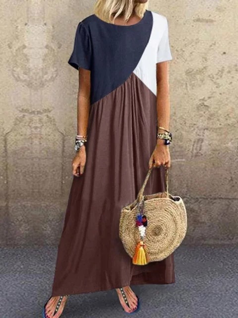 Pregnant Maternity Dress Pleated Patchwork Dress Women Short Sleeve Loose Casual Long Summer Dress Vestidos Elegant Clothes