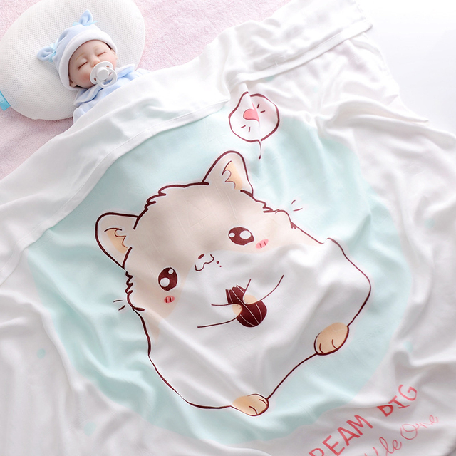 110x110cm Breathable Cartoon Bath Towel Newborn Swaddle Wrap High Quality Baby Blanket Infant Bedding Baby Ice Silk Blankets