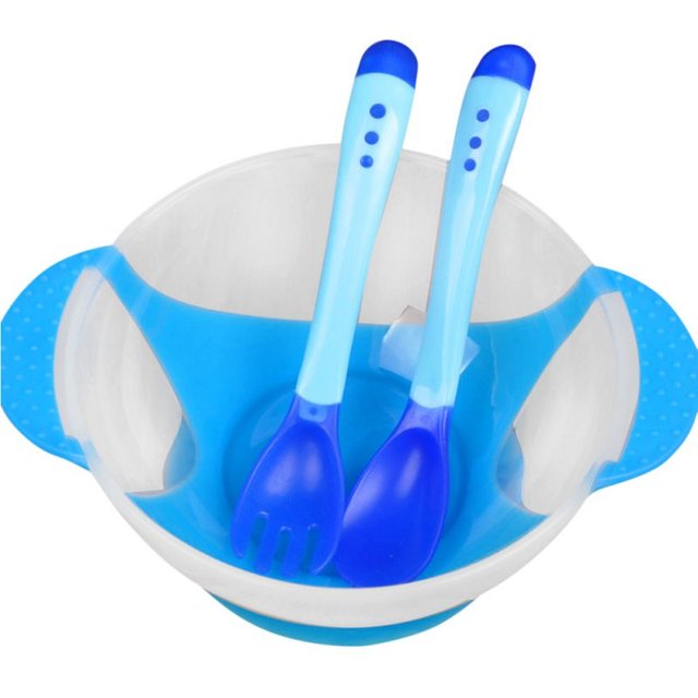 Newborn Baby Dinner Bowl Set Training Bowl Spoon Cutlery Set Dinner Bowl Learn Dishes with Suction Cup Dinnerware