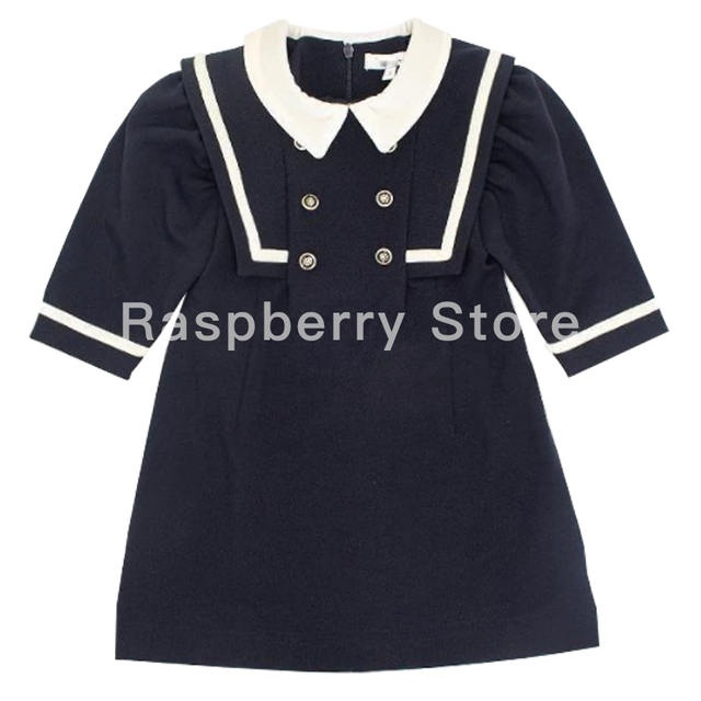 Girls' navy collar dress, navy style, for summer