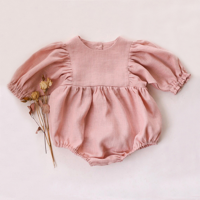 100% Cotton Pants for 0-24M Solid Half Sleeve Romper Jumpsuits One Piece Spring Summer Cute Newborn Baby Girl Clothes