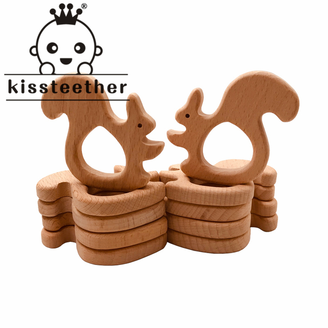 Kisstether 10pcs/lot Food Grade Beech Wood Teething Baby Teether Baby Toys Diy Making Wooden Rings Teething Toy