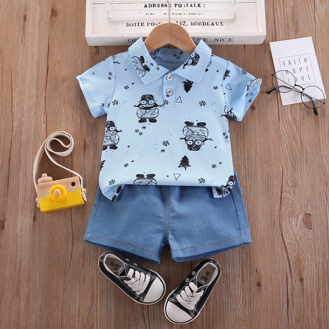 2022 kids clothes suit summer children boy girl full printed T-shirt shorts 2pcs/sets infant children clothing 1 2 3 4 years