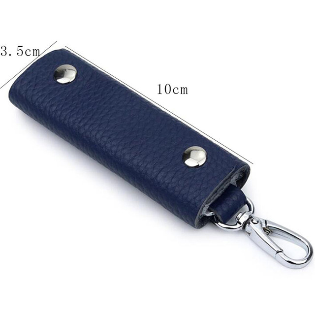 Portable High Quality Leather Key Case Double Snap Button Handmade Durable Simple Practical Color