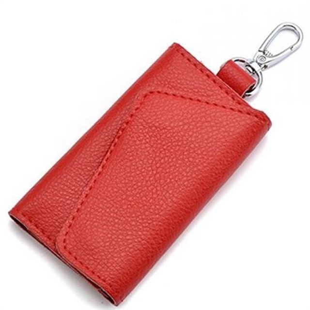 PU Leather Keychain Men Women Key Holder Organizer Pouch Cow Split Car Key Wallet Housekeeper Key Case Card Bag Small