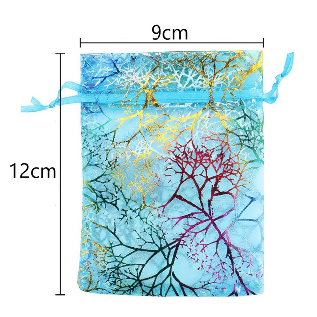 100pcs/lot Colorful Organza Drawstring Bags Pouch Bag Jewelry Packaging Bags Wedding Gift Bags