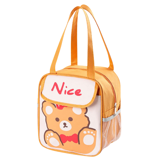 Cute Cartoon Bento Box Bag Food Insulation Bag New Multilayer Zipper School Cooler Bag For Kids Baby Lunch Container Handbag