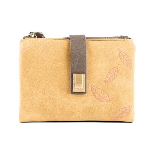 Engraved Leaves Small Wallet Women Wristlet Brand Women Purse Soft Pu Leather Ladies Wallet Card Holder Mini Girl Purse Clutch