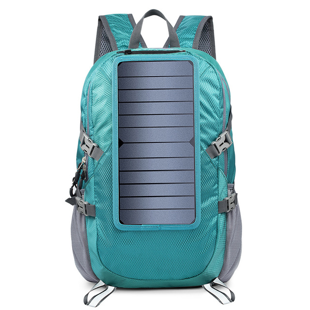 Foldable solar panel backpack camping bag with 5V power supply 6.5W solar panel for charging mobile phones