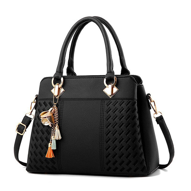 Women Handbags Tassel PU Leather Bag Top-Handle Embroidery Crossbody Bag Shoulder Handbags