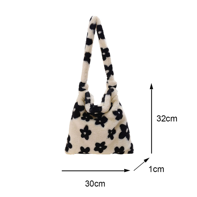 Fashion Ladies Furry Plush Shoulder Bag Women Fashion Cow Pattern Shoulder Crossbody Casual Female Hit Color Soft Messenger Bag