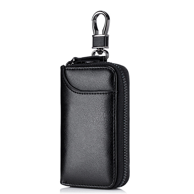 PU Leather Men Women Key Wallet Card Holder Car Housekeeper Coin Purse Keychain Zipper Key Bag With Key Rings