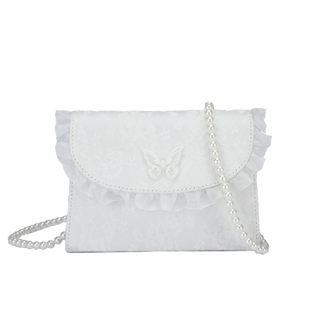 Retro Crossbody Bags for Women Vintage Lace Pearl Chain Ladies Small Square Shoulder Bag Female Clutch Purse Bags Sac Femme