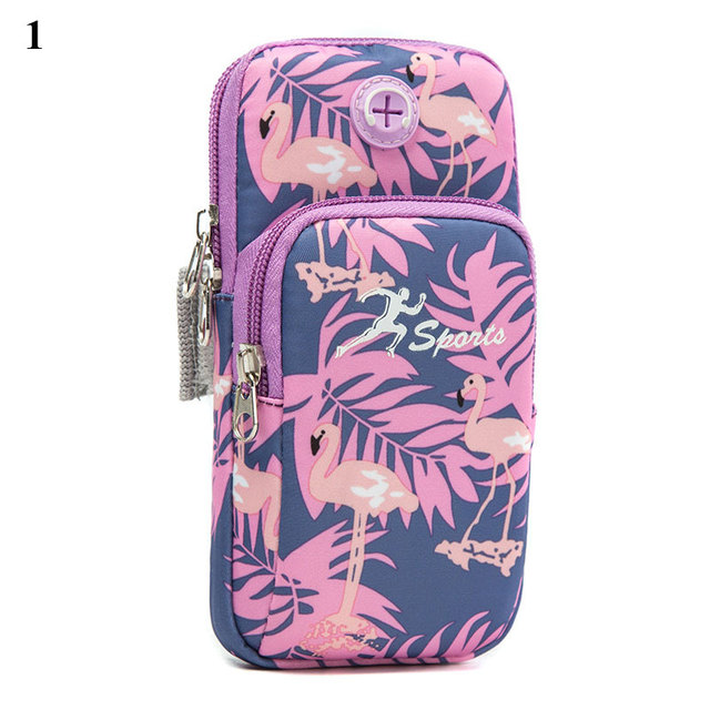 Mobile Phone Arm Bag Flamingo Flower Print Outdoor Sports Running Armband Handbag Holder Bag Gym Pouch for iPhone 12 11 Pro Max