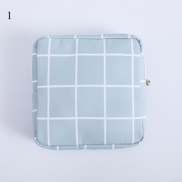 Women Portable Sanitary Napkin Storage Bag Cotton Travel Makeup Bag Printed Literary Zipper Purse Sundries Cosmetic Organizer