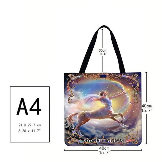 Casual Ladies Tote Bag Constellation Printed Pattern Design Travel Large Capacity Linen Female Exquisite Shopping Bag