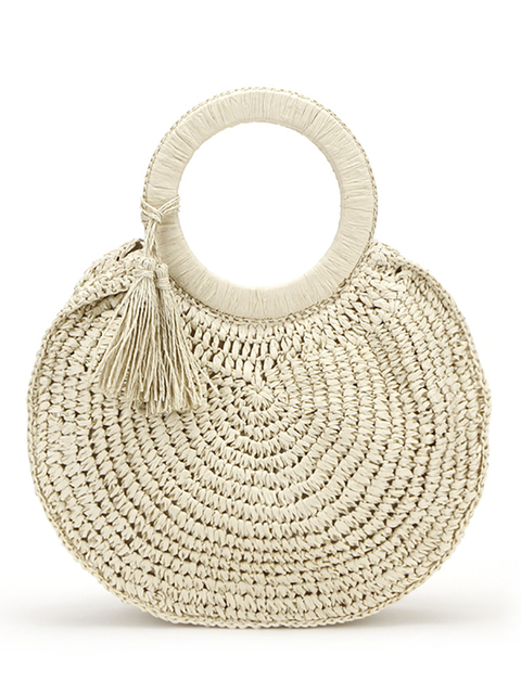 Rattan straw summer women's bag fashion woven circular ladies large capacity travel woman luxury handmade fashion handbag