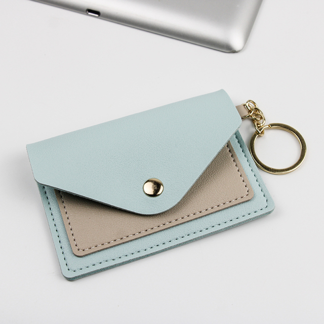 Korean version card holder cute student candy color ultra-thin wallet multiple ID card holders keychain package small wallet purse