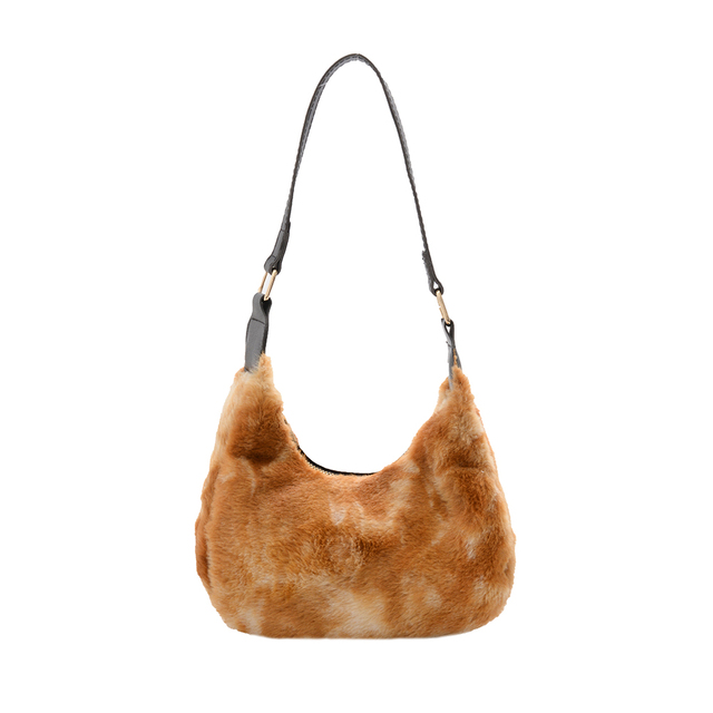 Casual Handbag Lady PU Plush Animal Pattern Underarm Shoulder Bag Pouch Popular Simple Female Daily Bag