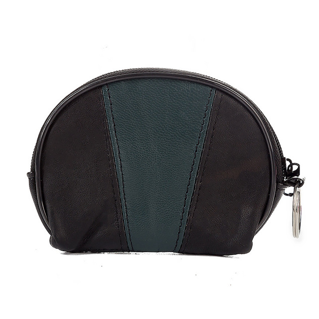 New Fashion Genuine Leather Wallet Semi-circular Splicing Zipper Coin Purse Key Holder Storage Money Pouch Cash Pocket Clutches