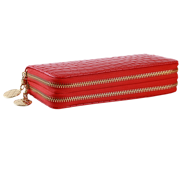 Red/White/Black Women Double Zipper Wallets Ladies Wallet Fashion Purse Female Long Fashion Design Handbag Phone Bag Hot Sale