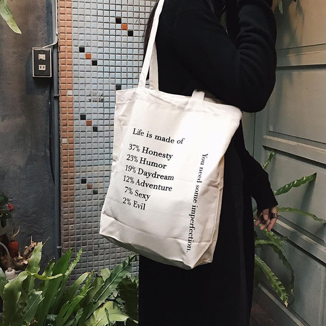 Bfuming Women Canvas Casual Letter Shoulder Bag Portable Bag Handbag Large Capacity Shopping Bag
