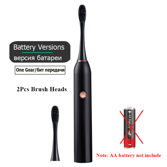 Rechargeable Electric Toothbrush Black White Sonic Oral Hygiene Toothbrush IPX7 Waterproof With Brush Head Replacement Gift