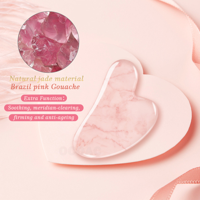 Gua Sha Massager Facial Scraping Rose Quartz Slab Beauty Rose Natural Stone Jade Skin Care Chin Lifting Firming Lifting