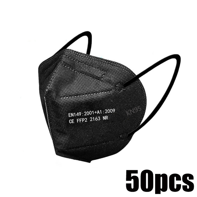 50-200pcs KN95 FFP2 Mascarillas Black 5 Layer Face Mask KN95 Reusable FPP2 Colors homology ada Adult Protective Face Mask FP2