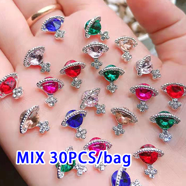 Mix 30pcs Manicure Metal Nail Art Decoration Charm Golden Silver Alloy Jewelry Variety of Patterns Mixed Random Nail Accessories