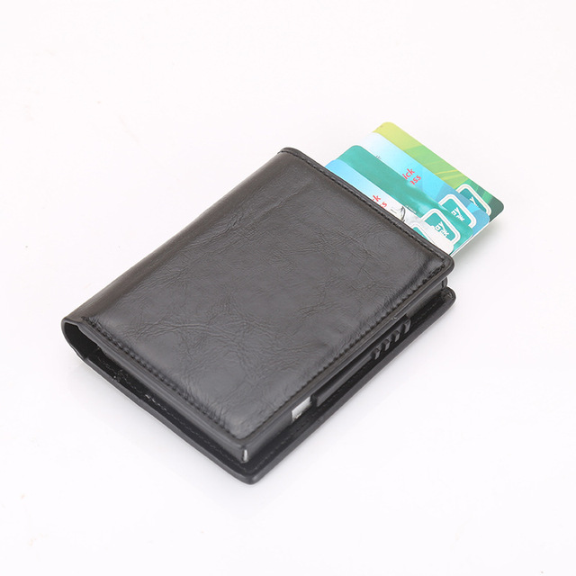 Men's Wallet Pop Up Rfid Cards Wallet Leather Slim Thin Wallet Male Short Money Wallet Smart Small Black Magic Wallet