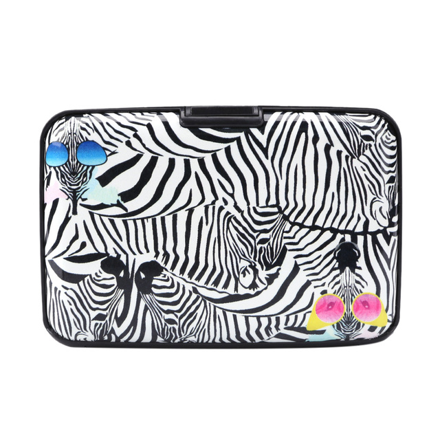 Aluminum Credit Card Holder Zebra Pattern Wallet Men Women Metal Wallet Case Credit Card Business Case Wallet