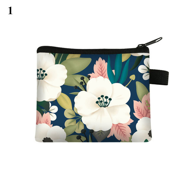 Fashion Brand Wallet Women Lovely Bowknot Flower Print Small Coin Bag Wallet Canvas Zipper Female Coin Purse Purse Earphone