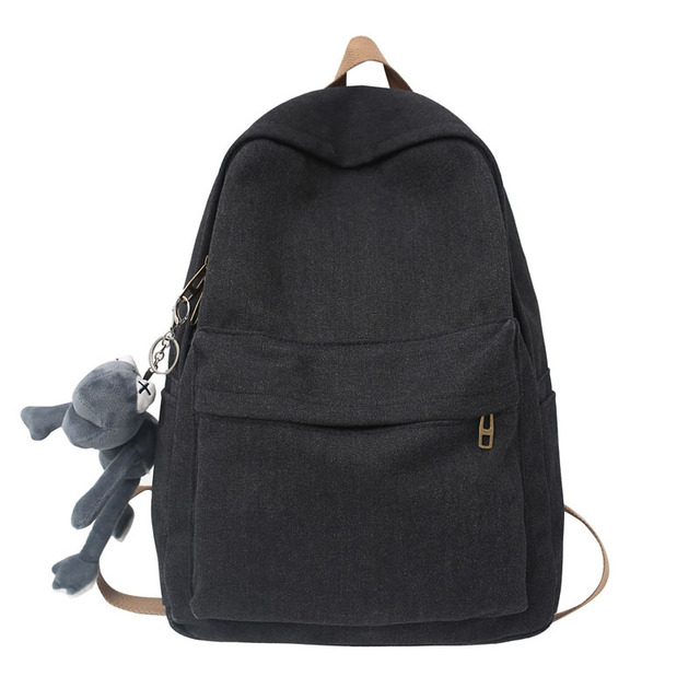 Fashion Canvas Women School Bags School Bags For Teenage Girls High Quality Solid Color Backpack Women Travel Book Bag