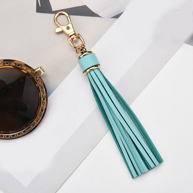 Fringe PU Leather Tassel Keychains Rhodium Key Holder Metal Key Charm Key Ring Bag Auto Car Pendant Hot Sale Jewelry