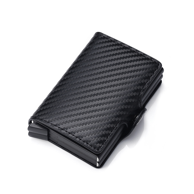 2022 Carbon Fiber Card Holder Double Man Anti-RFID Credit Card Case Metal Wallet Business Bank Small Size Wallet