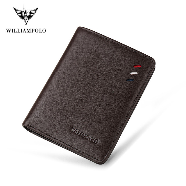 Williaampolo 100% Genuine Leather Men Wallet RFID Card Holder Wallets for Man Slim Small Wallet Small Money Bag Male Purses