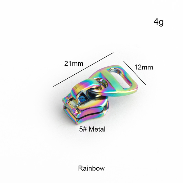 10-50-100pcs 11 types 5# iridescent rainbow metal nylon head teeth zipper puller slider for clothes purse bag accessories