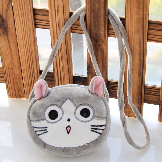 Lovely Children Coin Purse Cartoon Plush Messenger Bags Cute Animal Panda Cat Rabbit Fluffy Kid Kindergarten Cross Body Bag