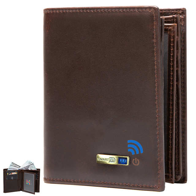 Bluetooth Smart Wallet Compatible Anti-lost Genuine Leather Men Wallets Card Holder Wallet Finder Gifts Free Engraving