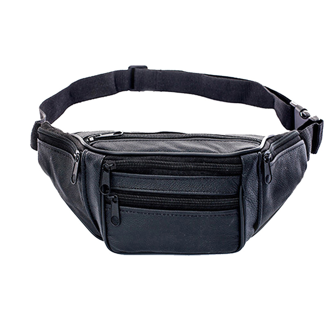 Portable Men Leather Waist Bag Multi Pockets Storage Fanny Pack Bag