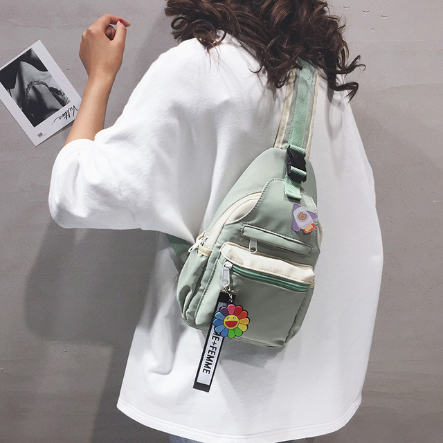 Women INS Fashion Shoulder Bag Messenger Bag Teenager School Crossbody Bags Canvas Canvas Chest Bag for Female Sports Travel Package