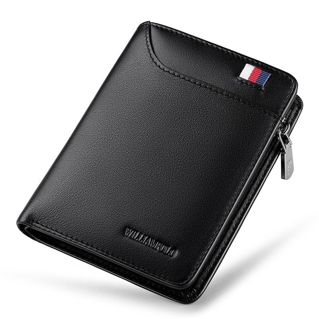 Williapolo Coin Purses Genuine Leather Men Wallet With Card Holder Short Wallet Zipper Wallets Casual Standard Wallets PL293