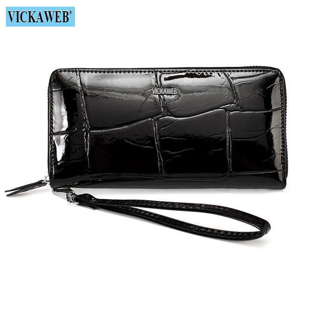 Free gift women leather wallets female wrist purse ladies long zipper clutch fashion patent coin pocket