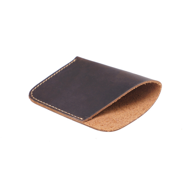 GENODERN Simple Crazy Horse Skin Retro Credit Card Holder Genuine Leather Card Puse Small Slim Wallet For Men Women Card Wallet