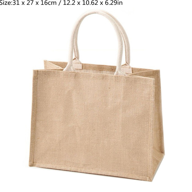 Durable Jute Shopping Bag Large Capacity Reusable Women Girls Travel Beach Bag Portable Bag Storage Organizer Handbag