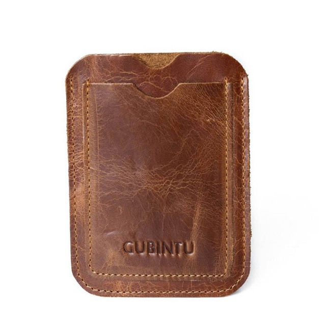 GUBINTU Genuine Leather Card Wallet Simple Design ID Card Holder Traffic Card Pocket Classic High Quality Brand Male Wallet